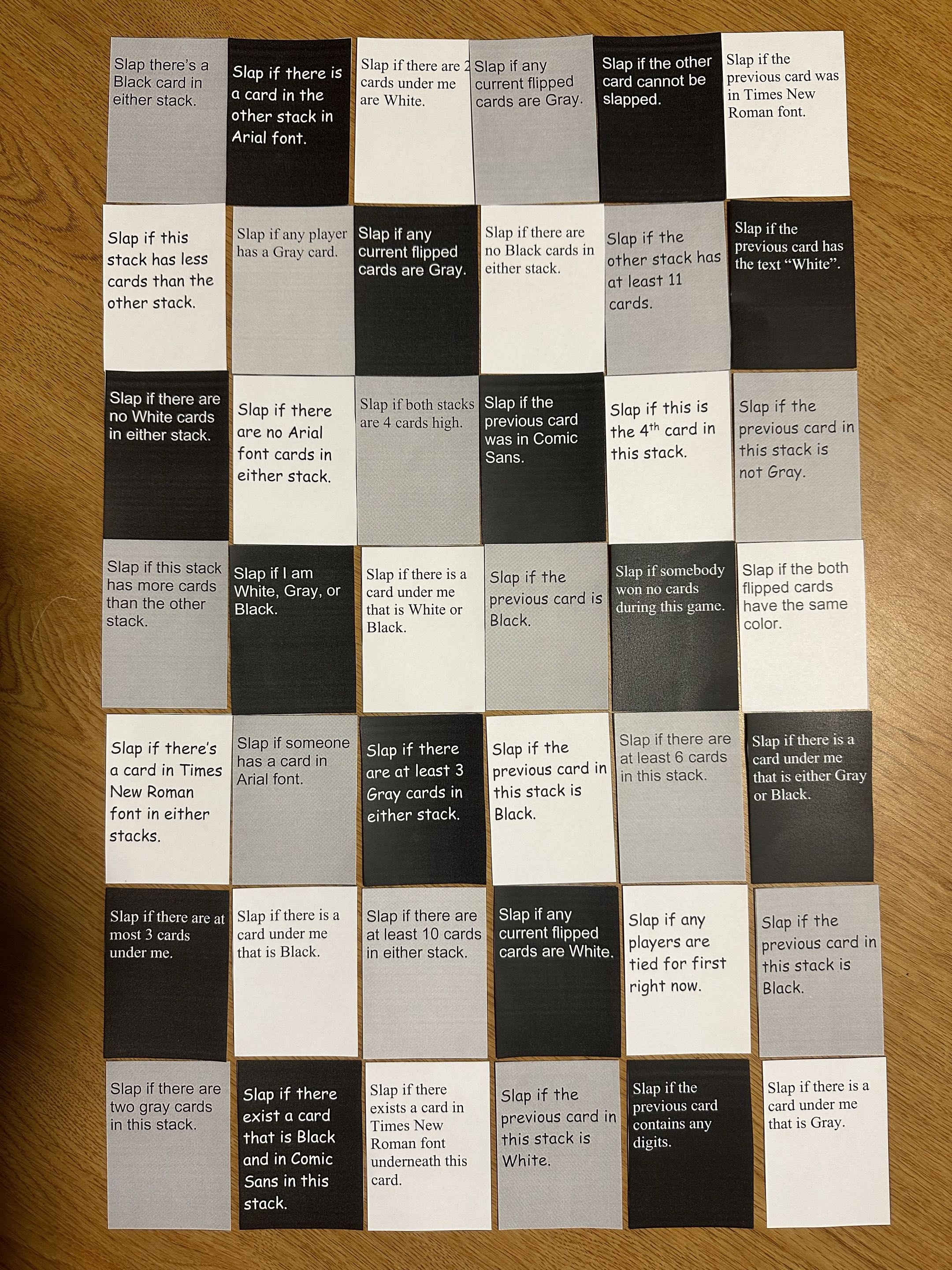 Black and White prototype for Rules, Rules, Rules
